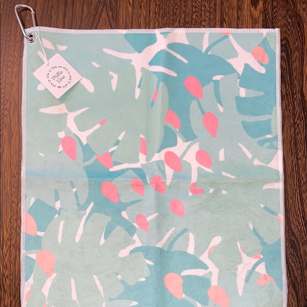 Millie Rose Golf Towel with Pink and Green Accents